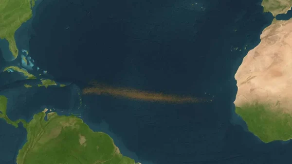 A huge brown ribbon as vast as a continent has formed between the Atlantic and Africa… and it’s not a good sign